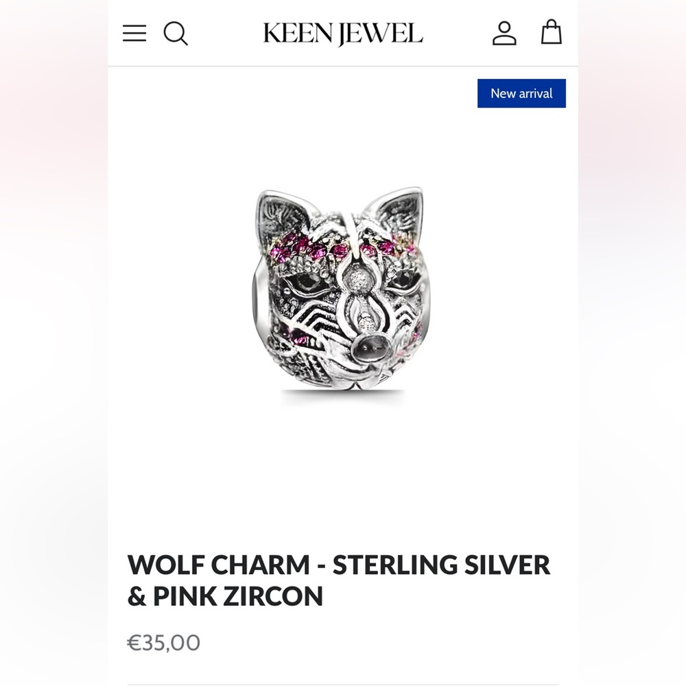 Thomas Sabo Sterling Silver Amethyst and wolf charm- & pink zircon - Picture 7 of 17